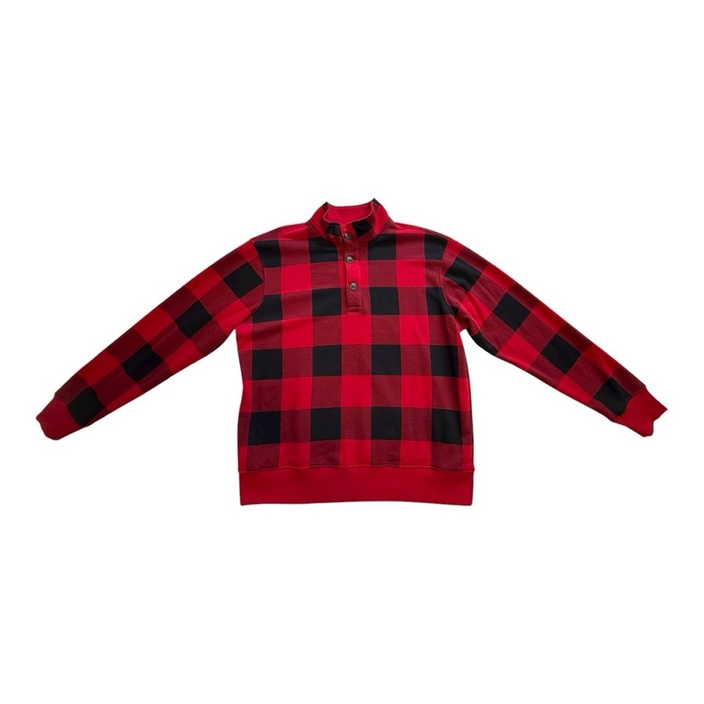 Joe Fresh Buffalo Check Pullover Button Up Mock Neck Long Sleeve- Size Large